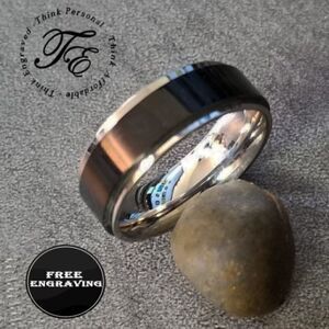 Personalized Engraved Mens Black Spinner Promise Ring - Mens Fidget Spinner Ring